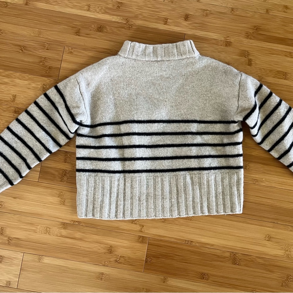 Reformation Beige Striped Cropped Merino Wool Sweater - Picture 4 of 9